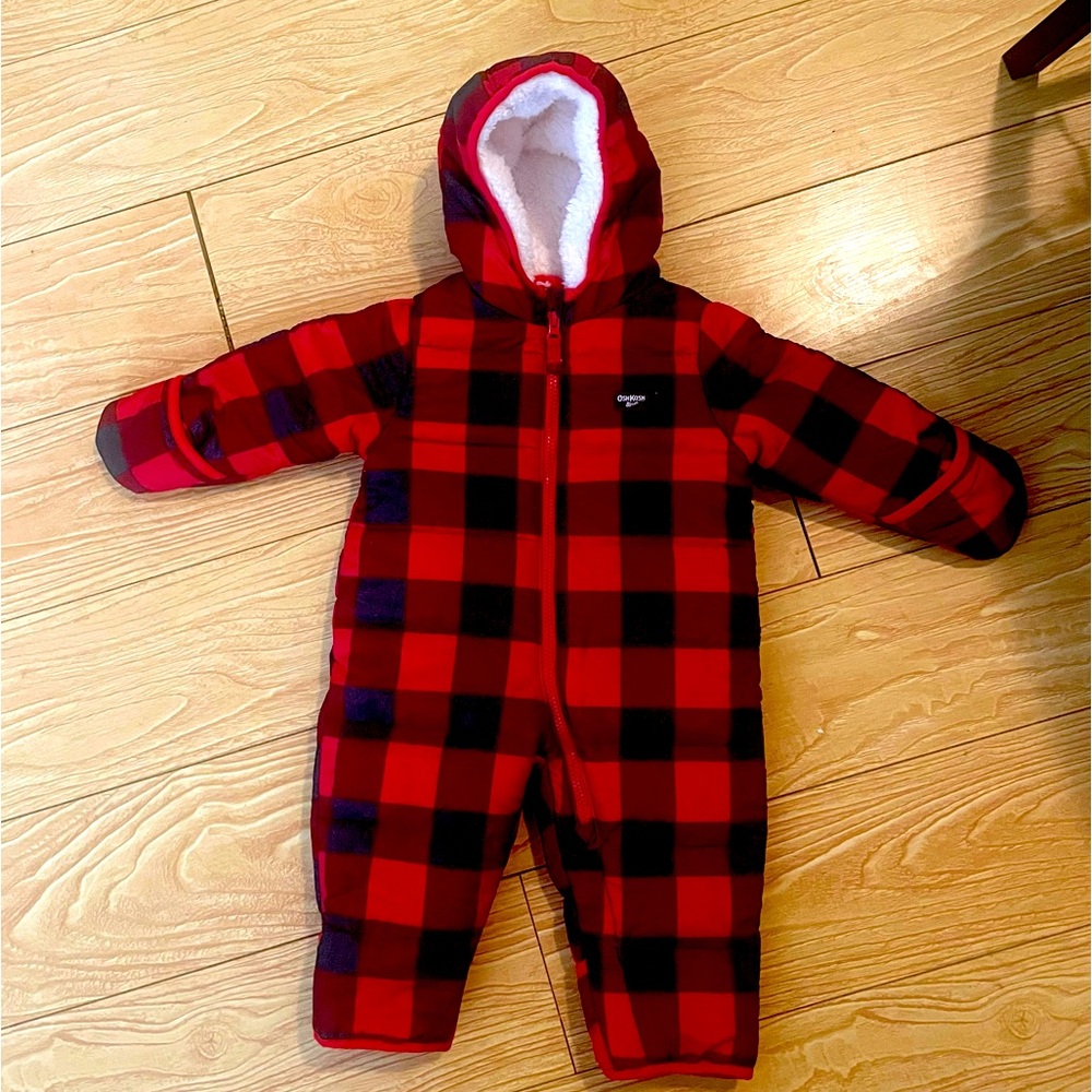 OshKosh B'gosh® Baby Boys' Plaid Bunting Snowsuits Red 6-9M